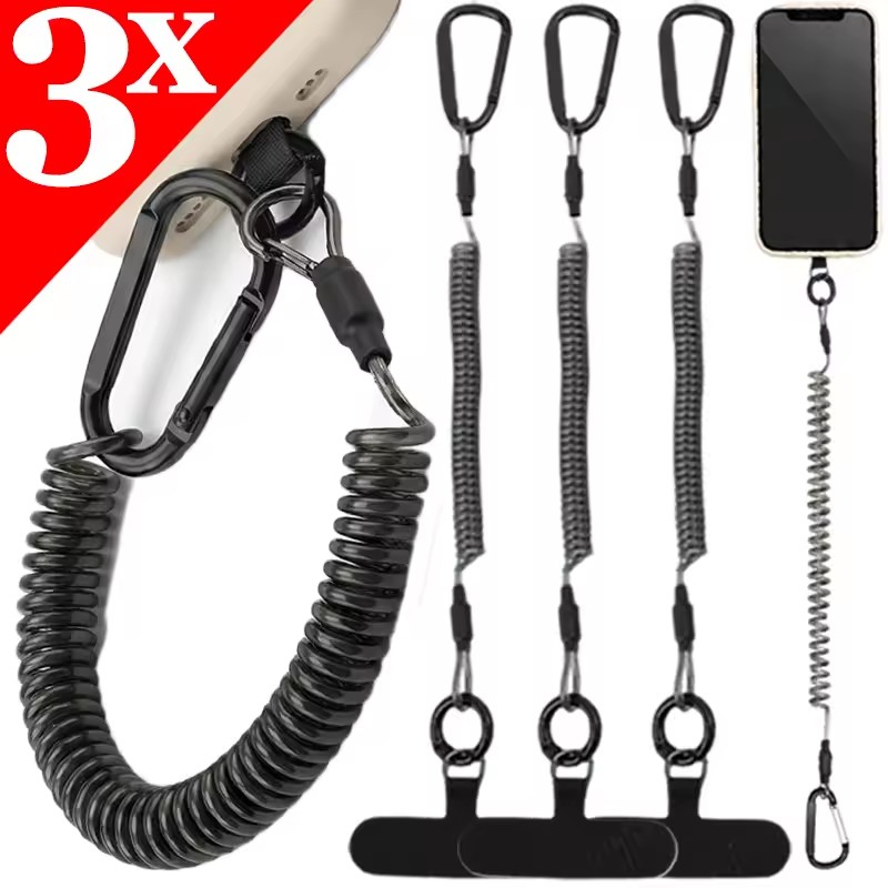 Carabiner Keychain - 분실 방지 플렉시블 폰 스트랩, 패치