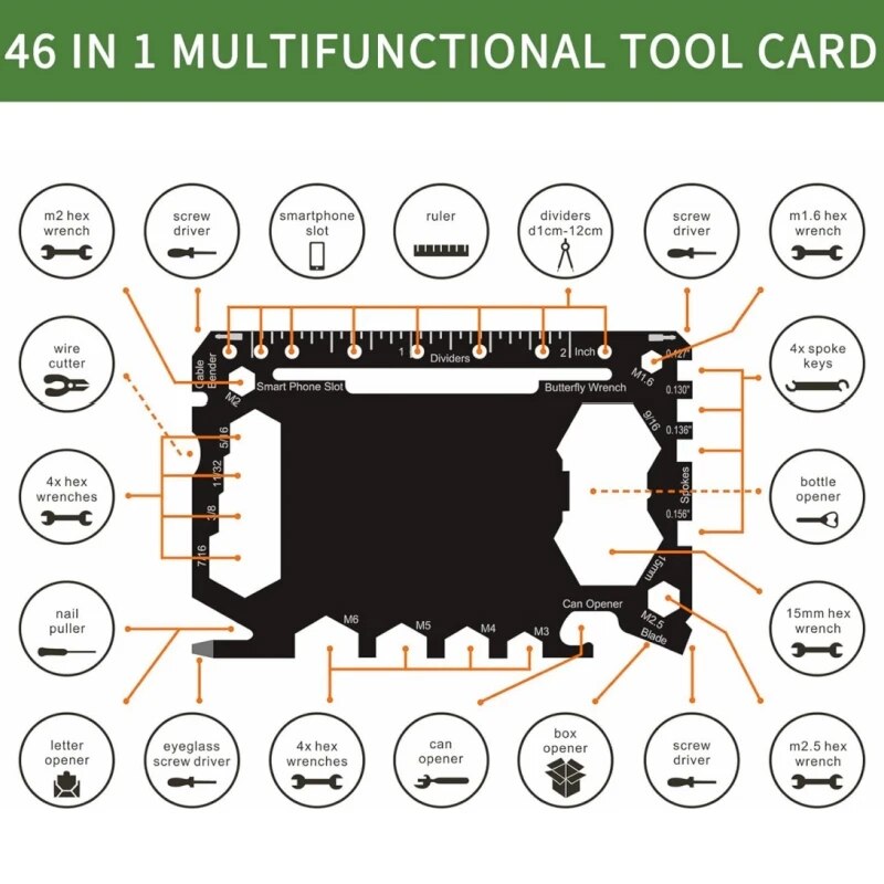 Multitool Credit Card - 남성용 휴대용 멀티 도구, 야외 캠핑