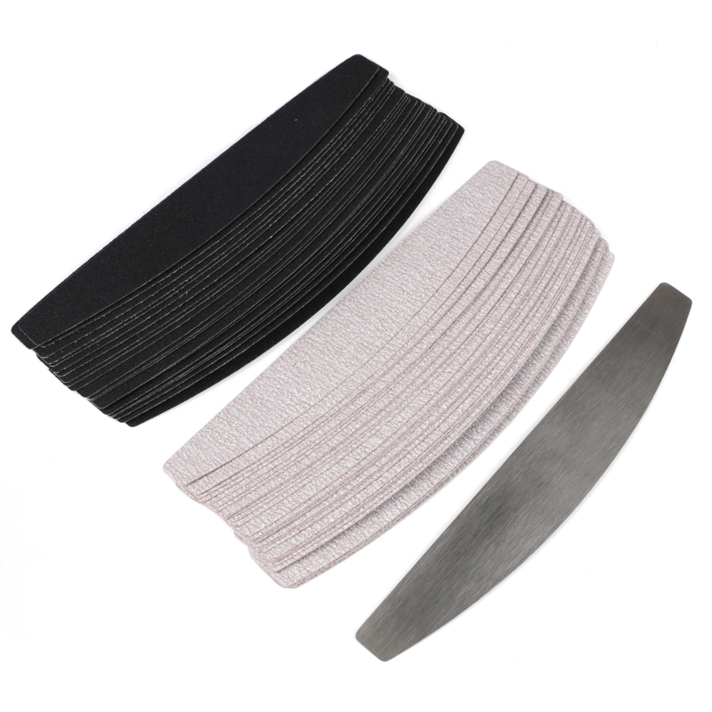 Nail File Titanium - 10pcs 블랙/그레이 이동식 사포 네일 파일